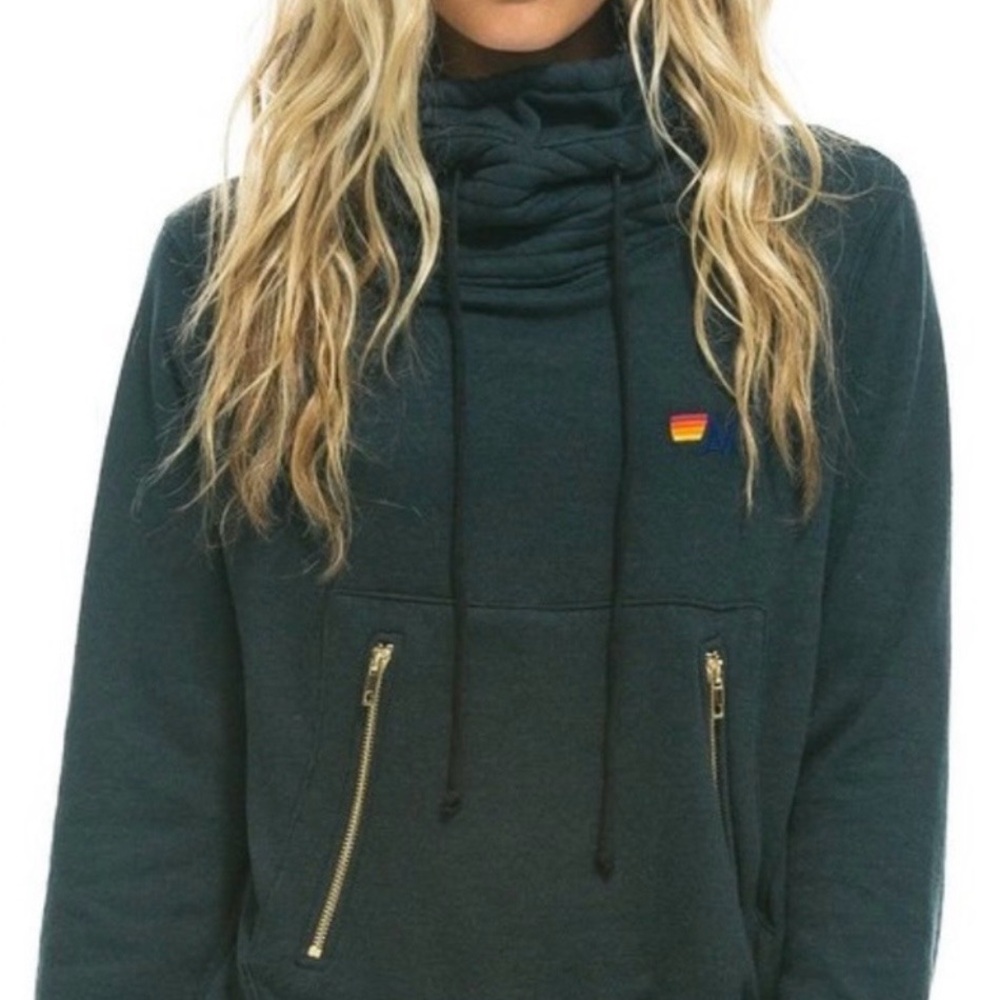 Dark Blue Hoodie with Rainbow Logo